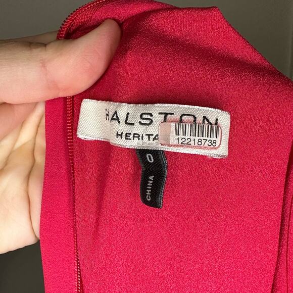 Halston Heritage Sleeveless Cowl Neck Flowy Wide Leg Jumpsuit Neon Pink size 0 - Picture 12 of 16